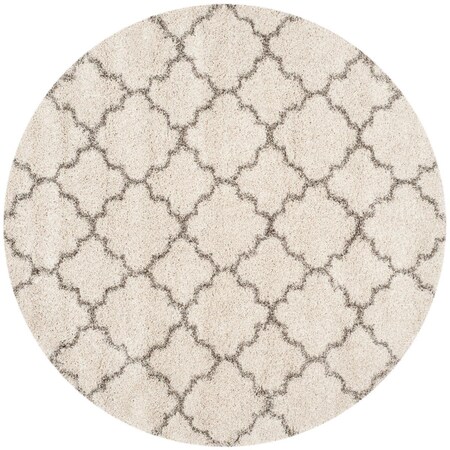 Safavieh 11 x 11 ft. Hudson Shag Power Loomed Round Area Rug; Ivory & Grey SGH282A-11R